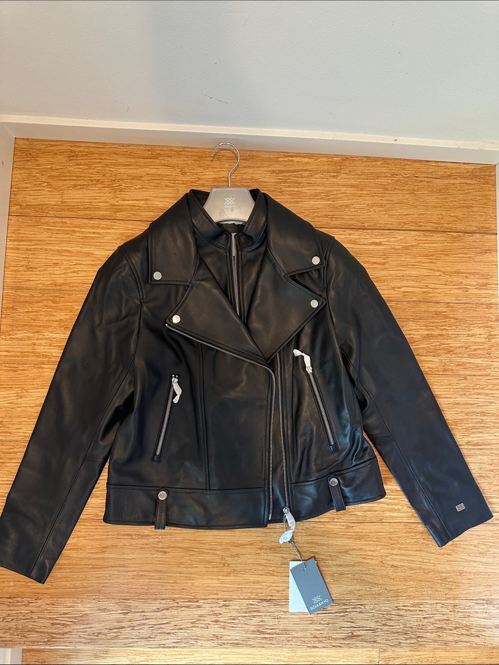 Soia & Kyo Ryder Semi-Fitted Leather Biker Jacket - Black